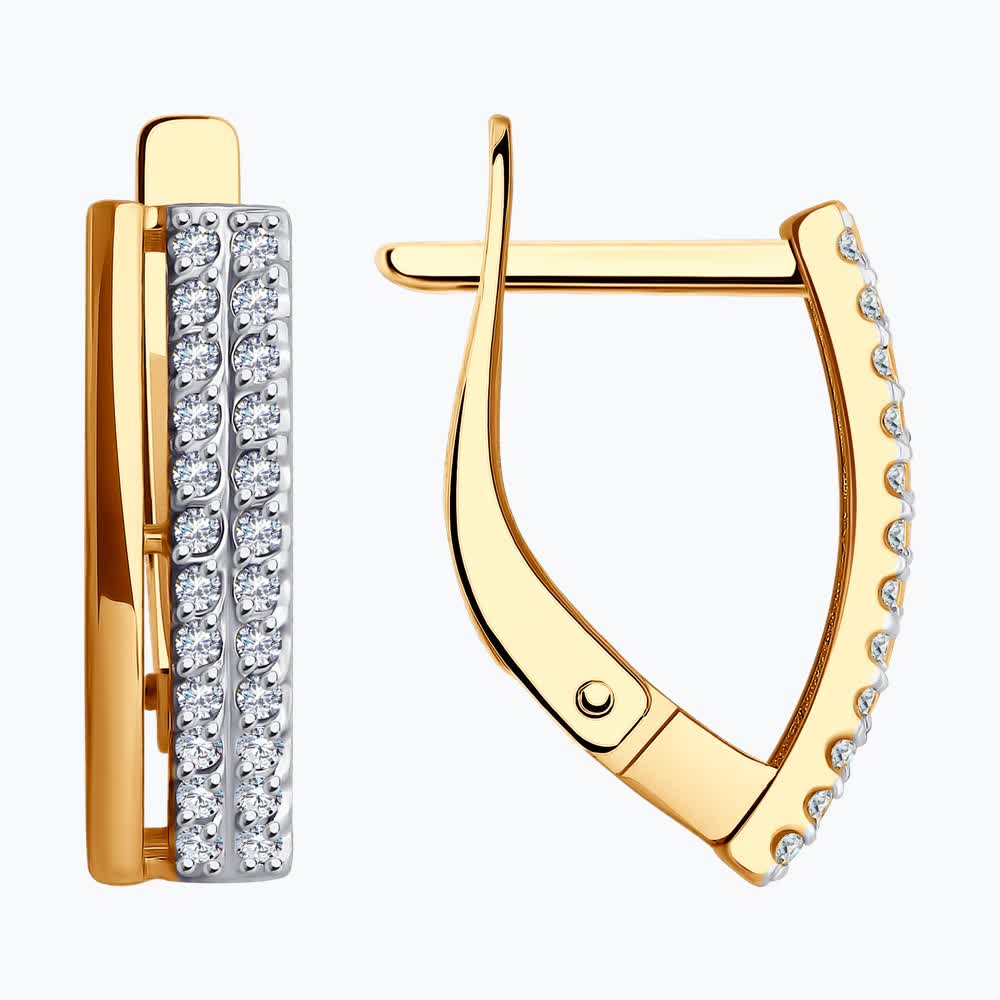 Серьги из золота с фианитами