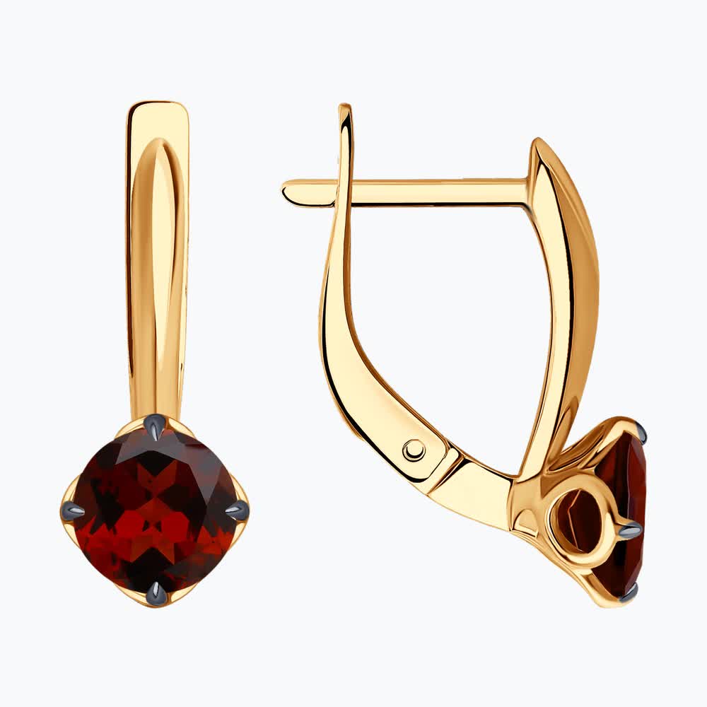 Серьги из золота с гранатами