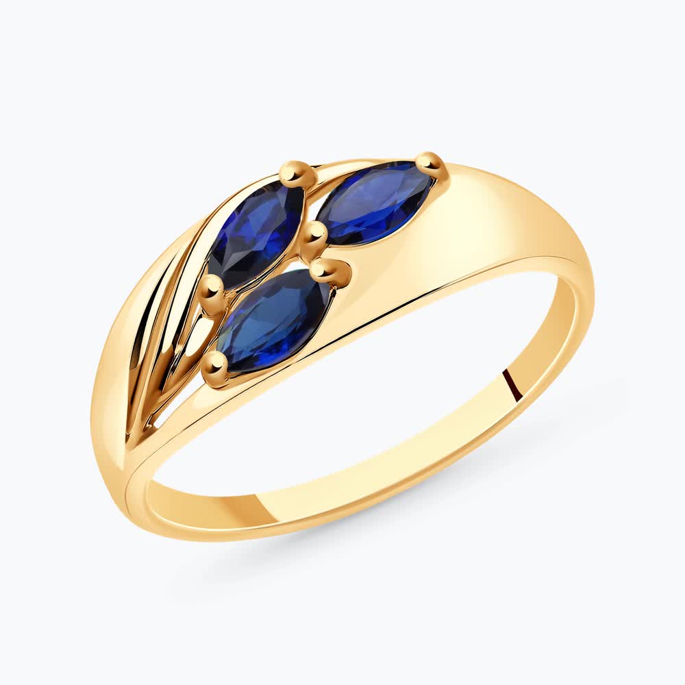 Кольцо из золота с корундами