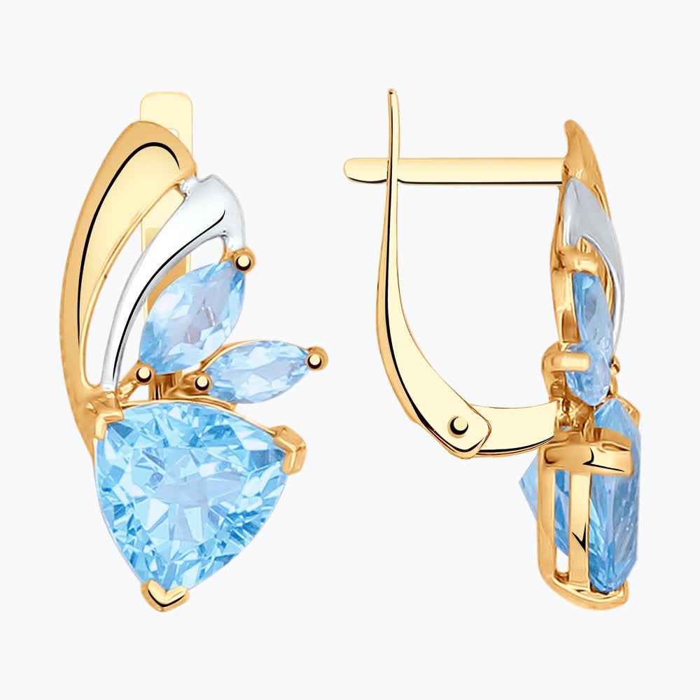 Серьги из золота с топазами