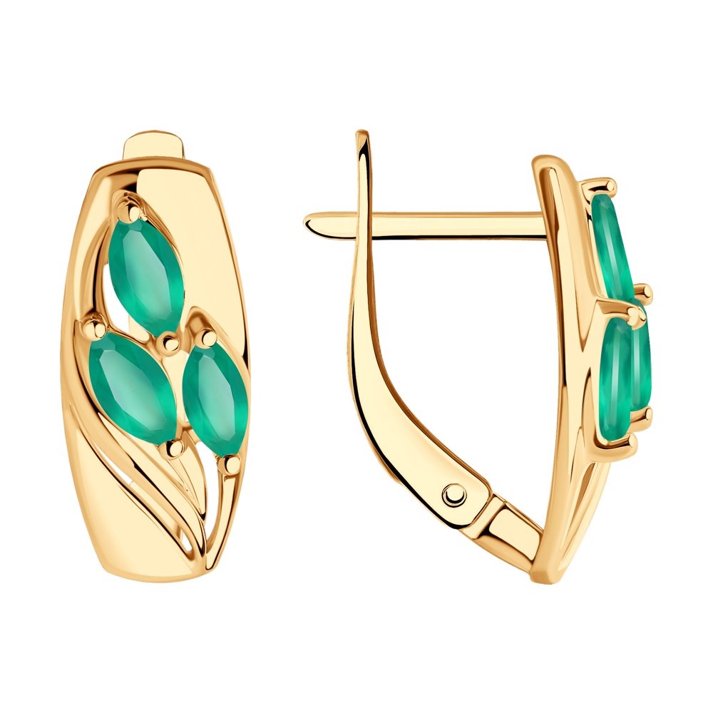 Серьги из золота с агатами