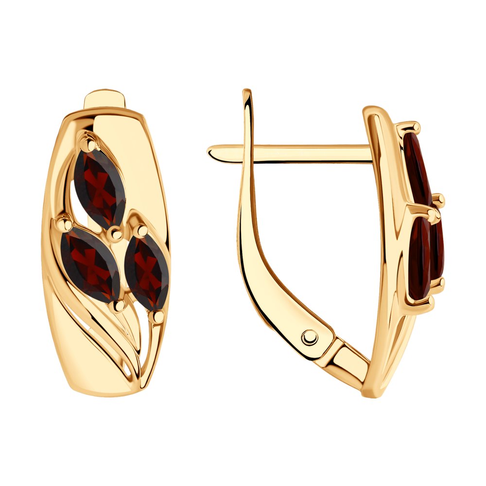 Серьги из золота с гранатами