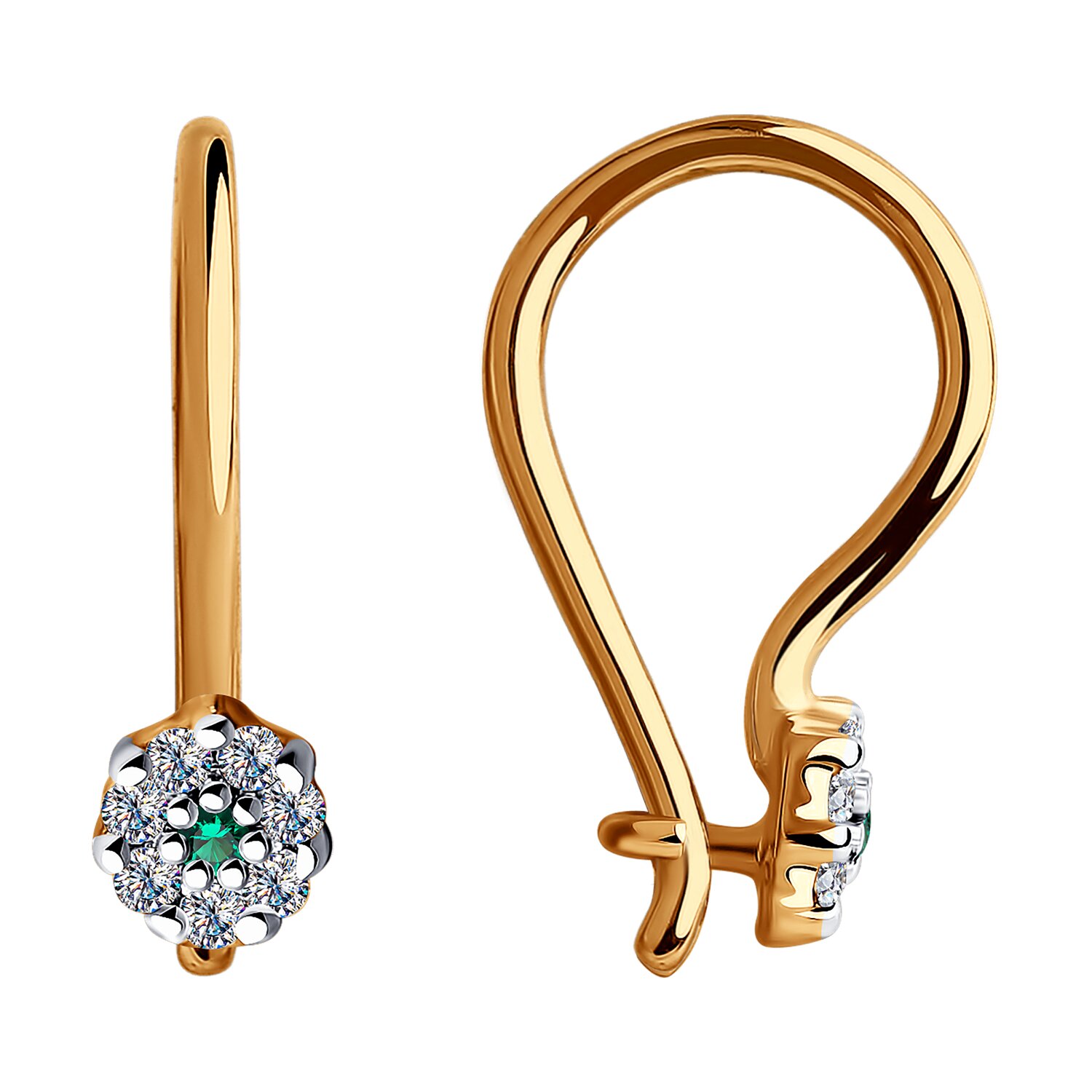 Серьги из золота с фианитами