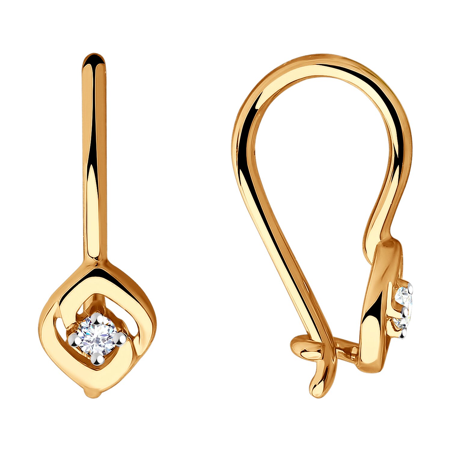 Серьги из золота с фианитами