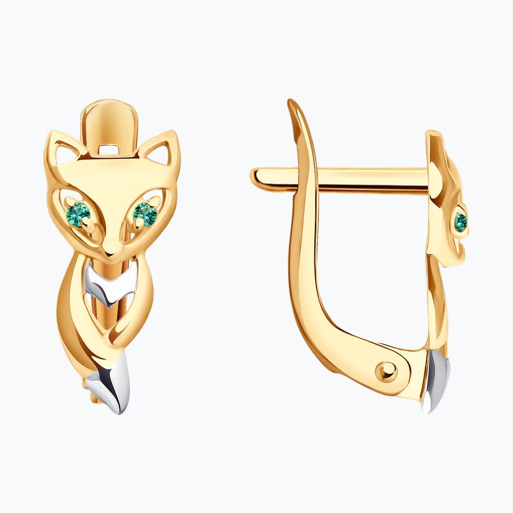Серьги из золота с фианитами