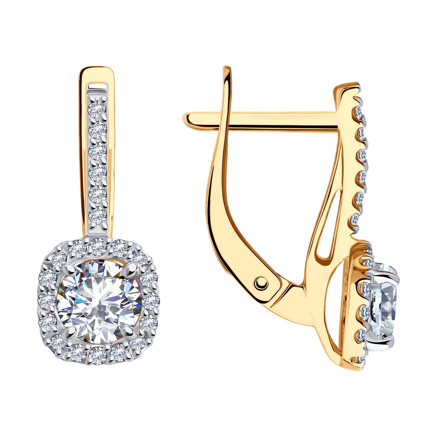 Серьги из золота с фианитами