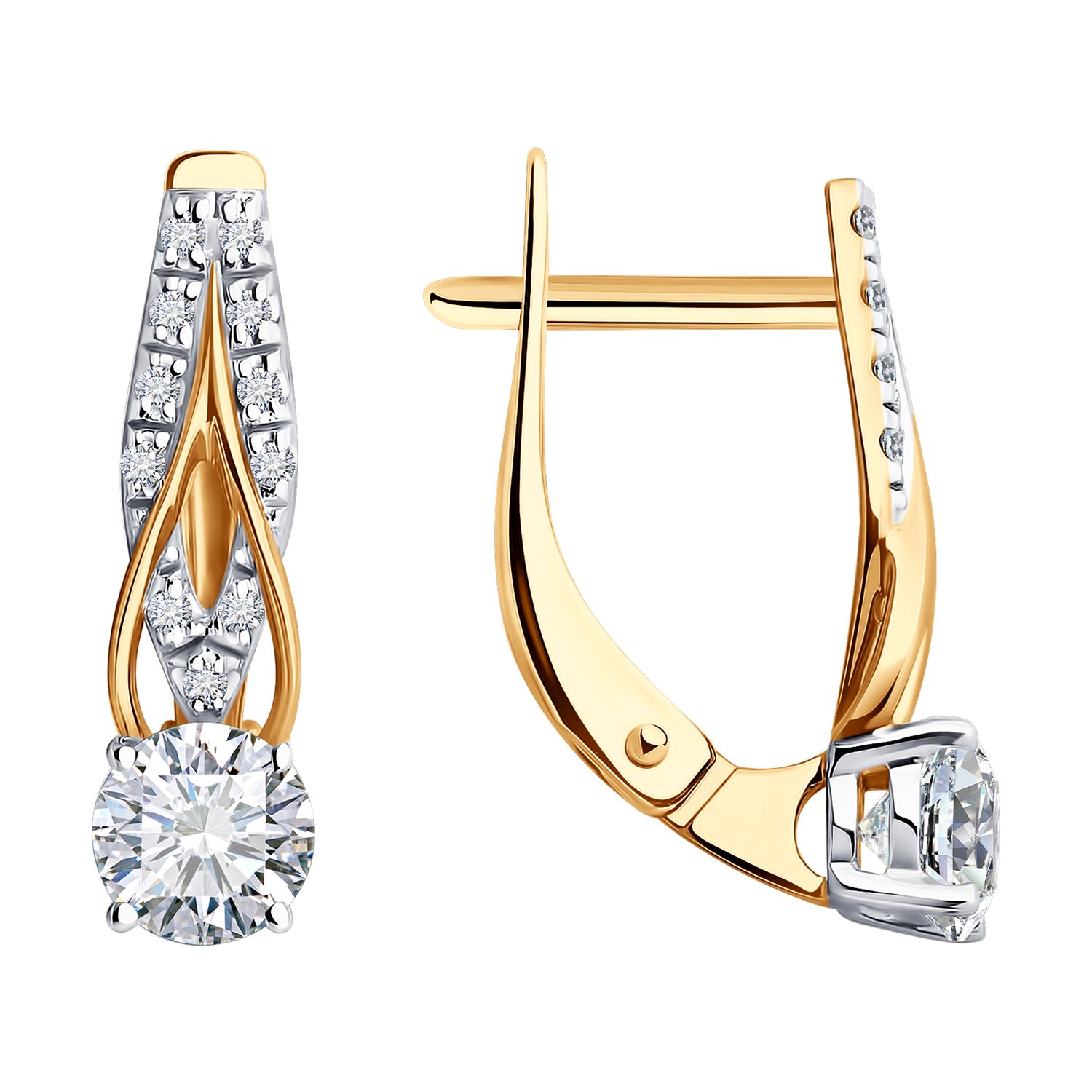 Серьги из золота с фианитами