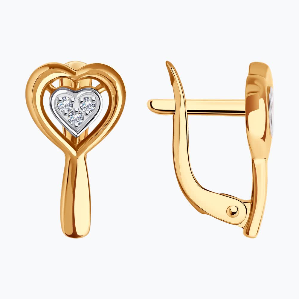 Серьги из золота с фианитами
