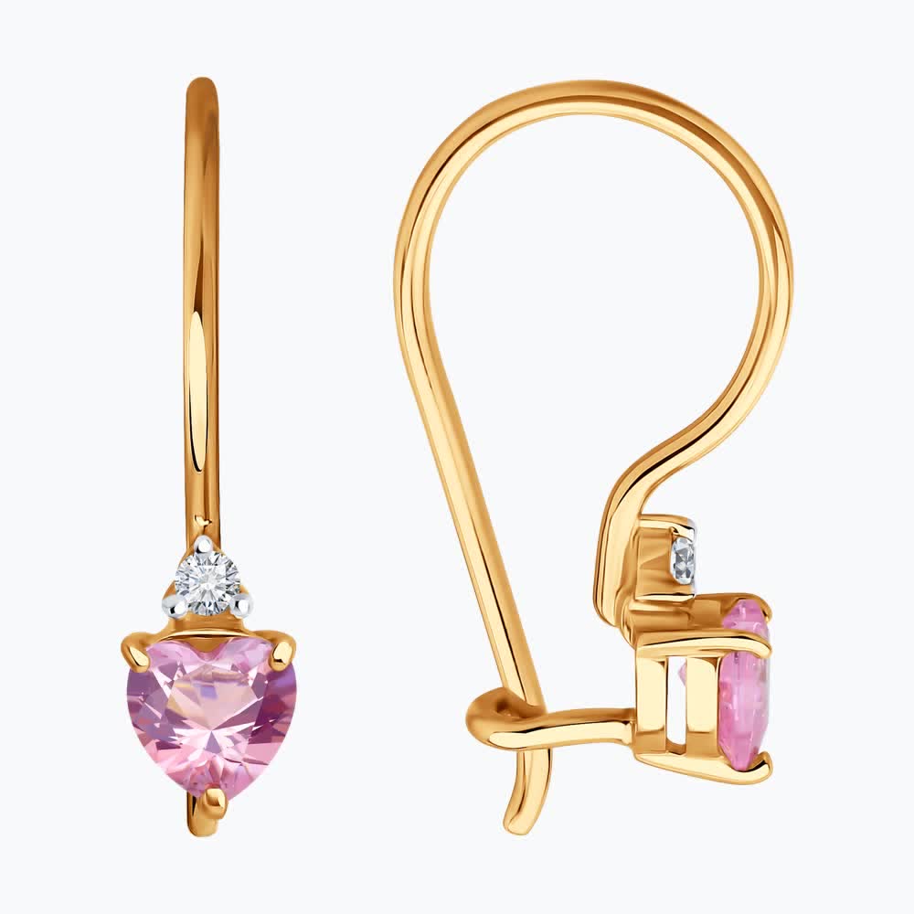 Серьги из золота с фианитами