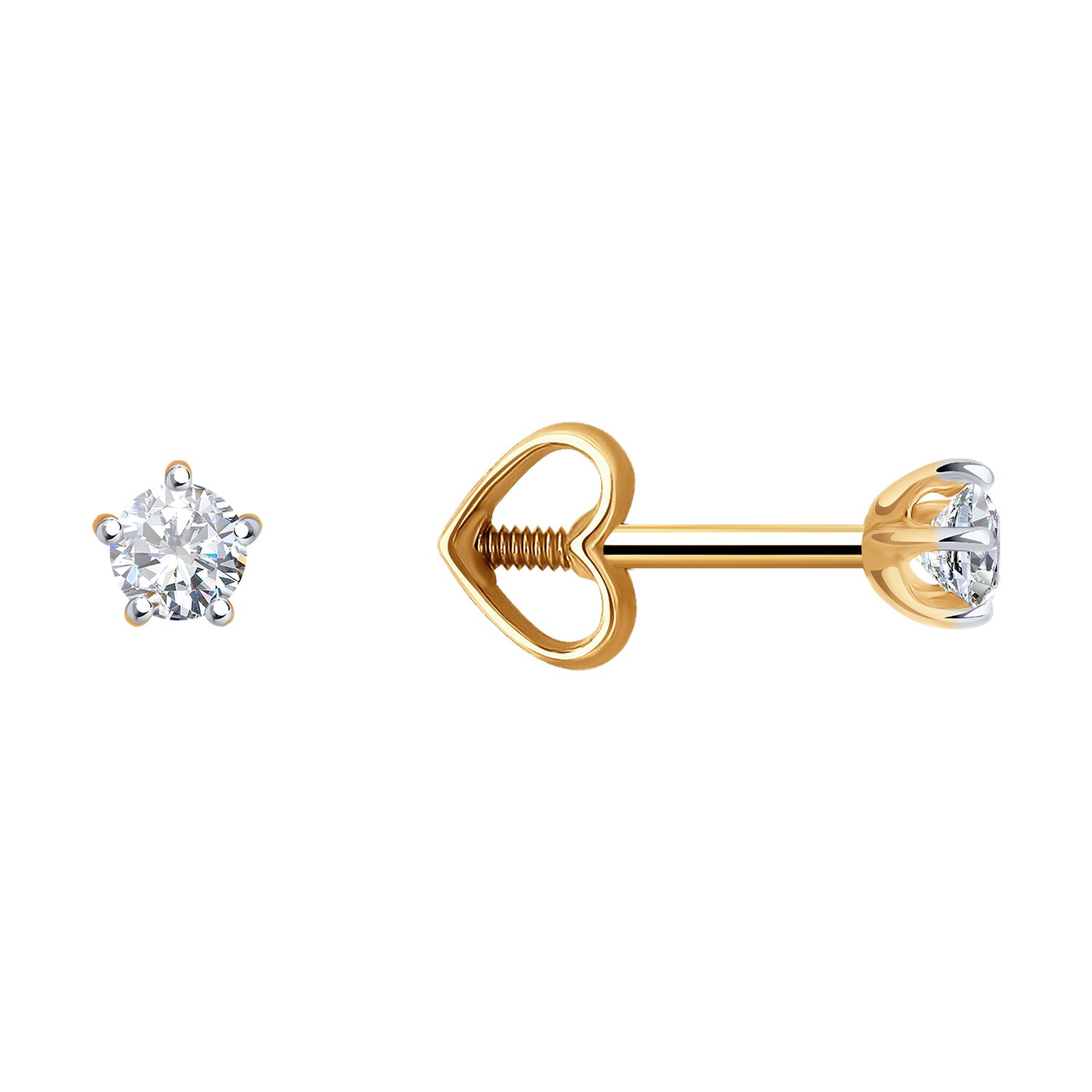 Серьги из золота с фианитами