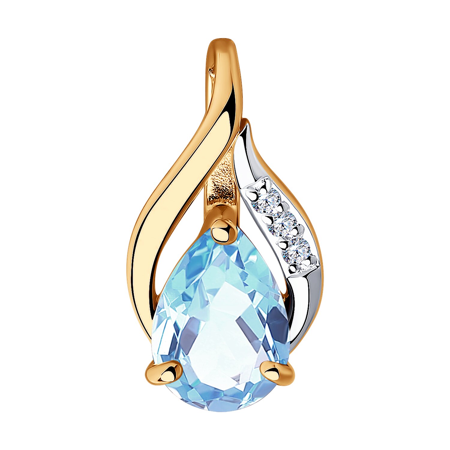 Подвеска из золота с топазом и фианитами