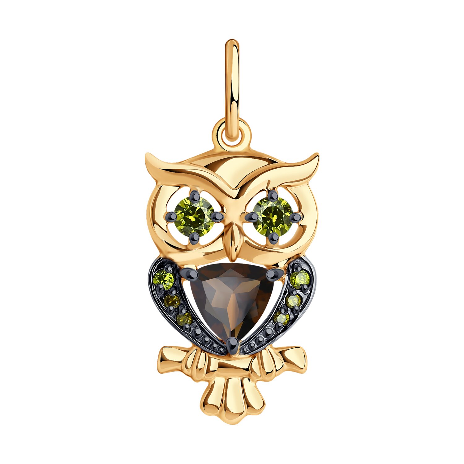 Подвеска из золота с раухтопазом и фианитами