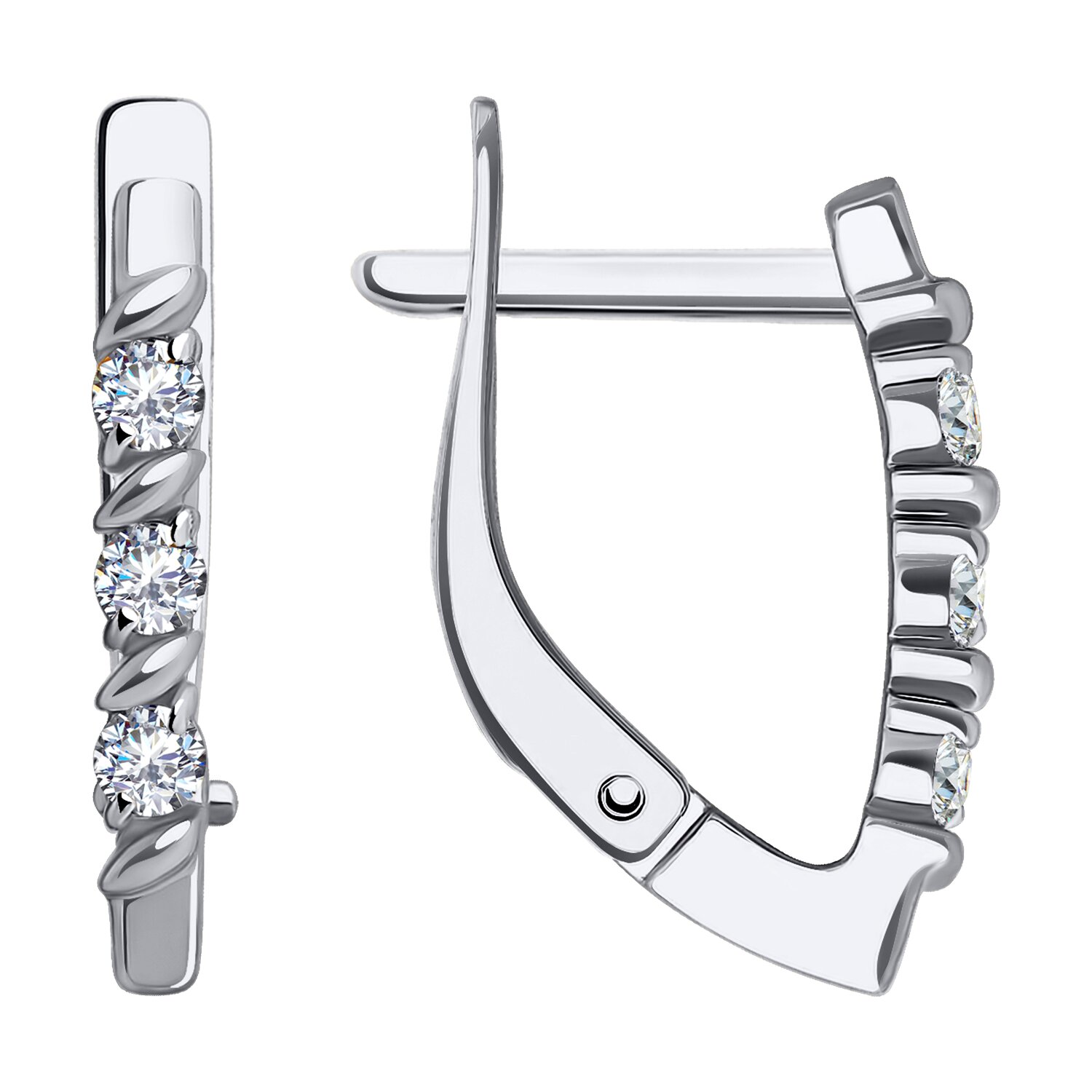 Серьги из белого золота с фианитами