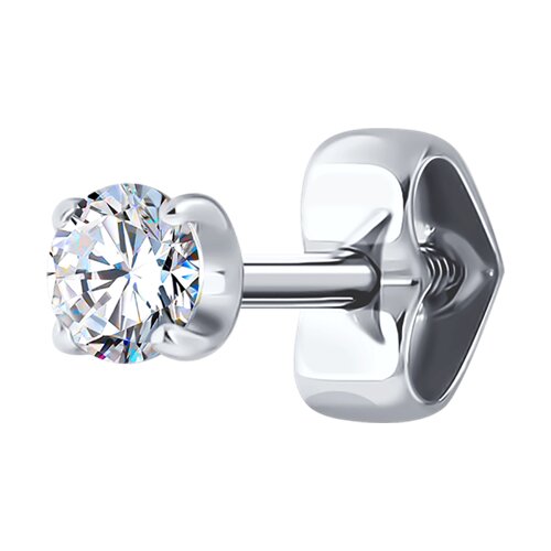 Серьга из белого золота с фианитом