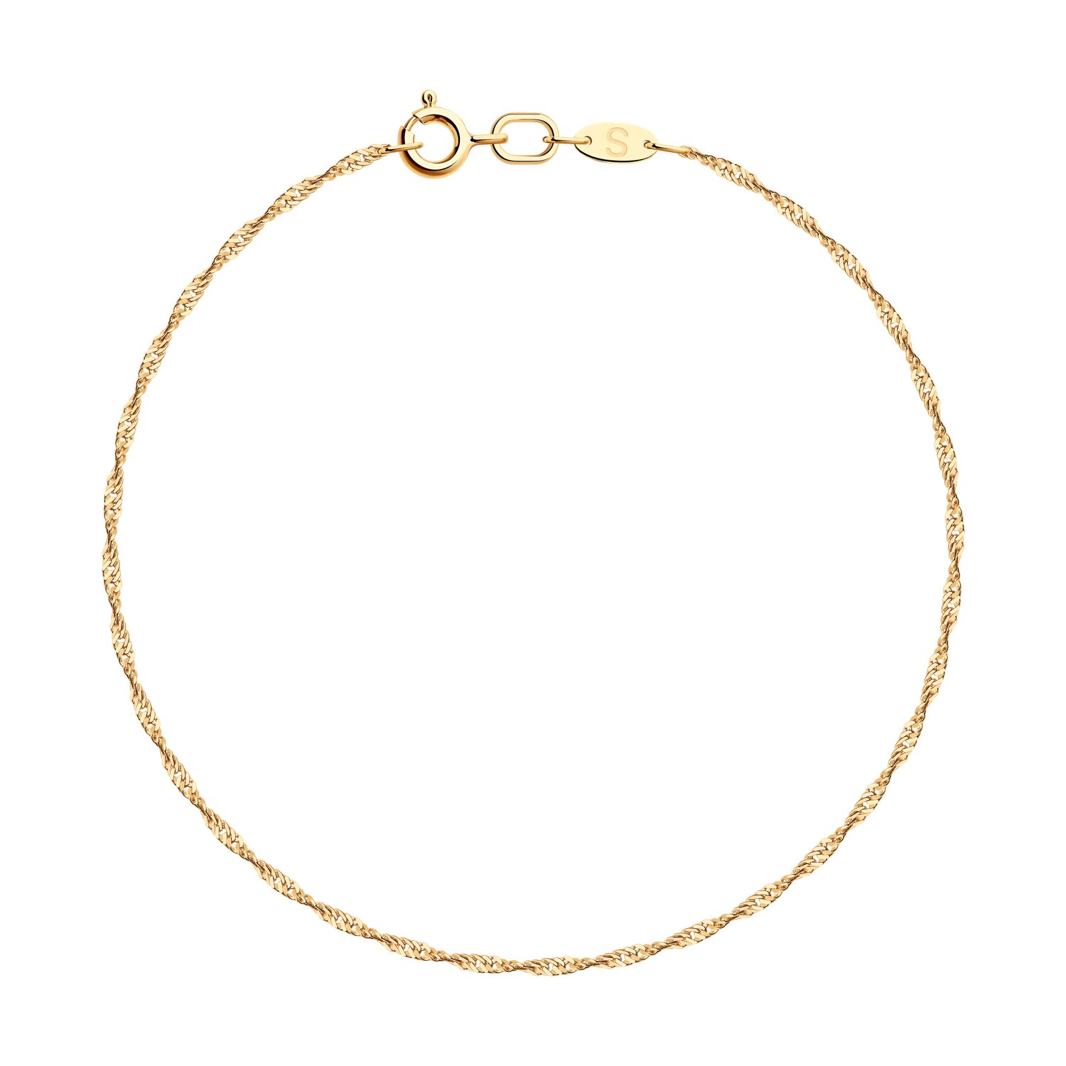 Браслет из золота, плетение сингапур, 585 проба