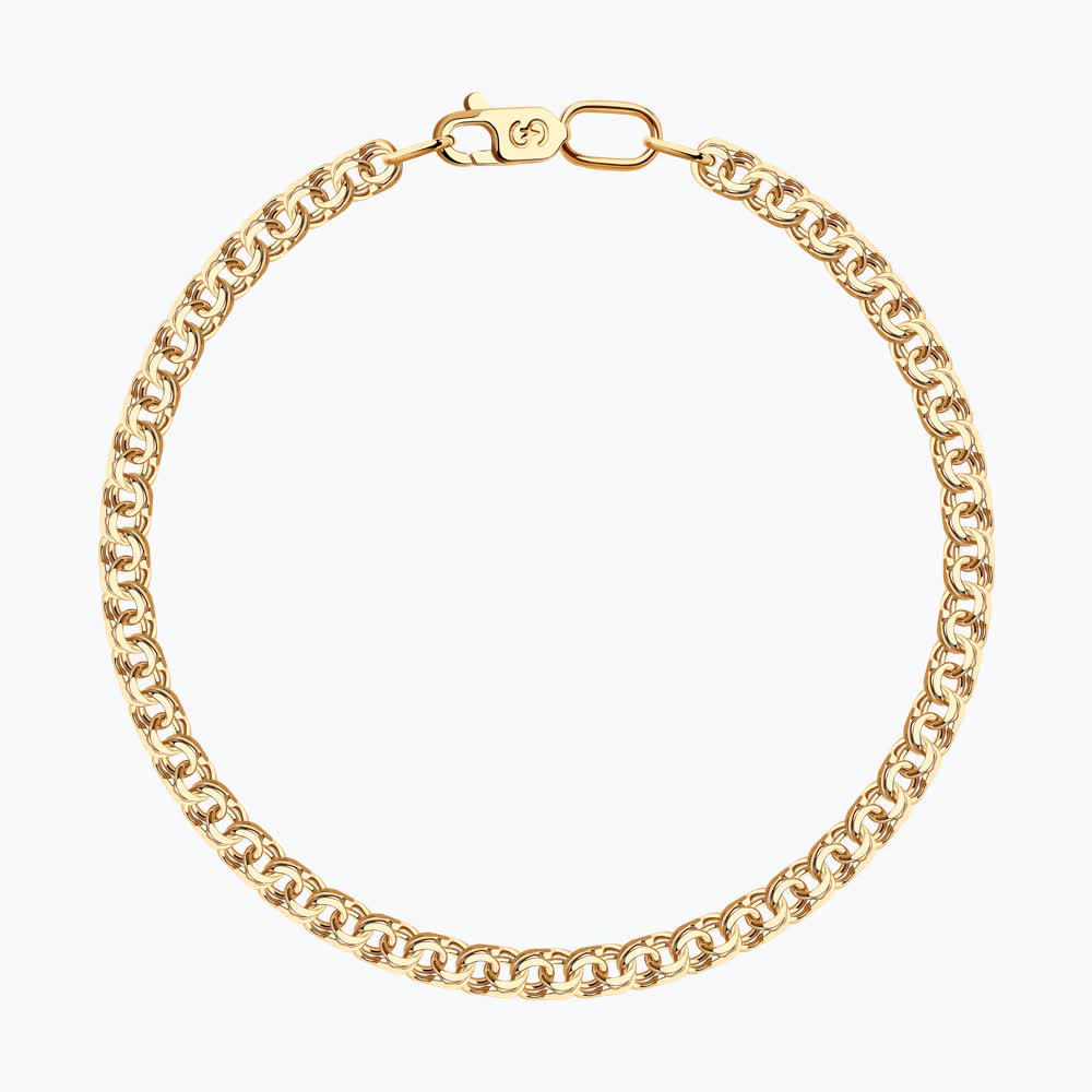 Браслет из золота, плетение Бисмарк, 585 проба