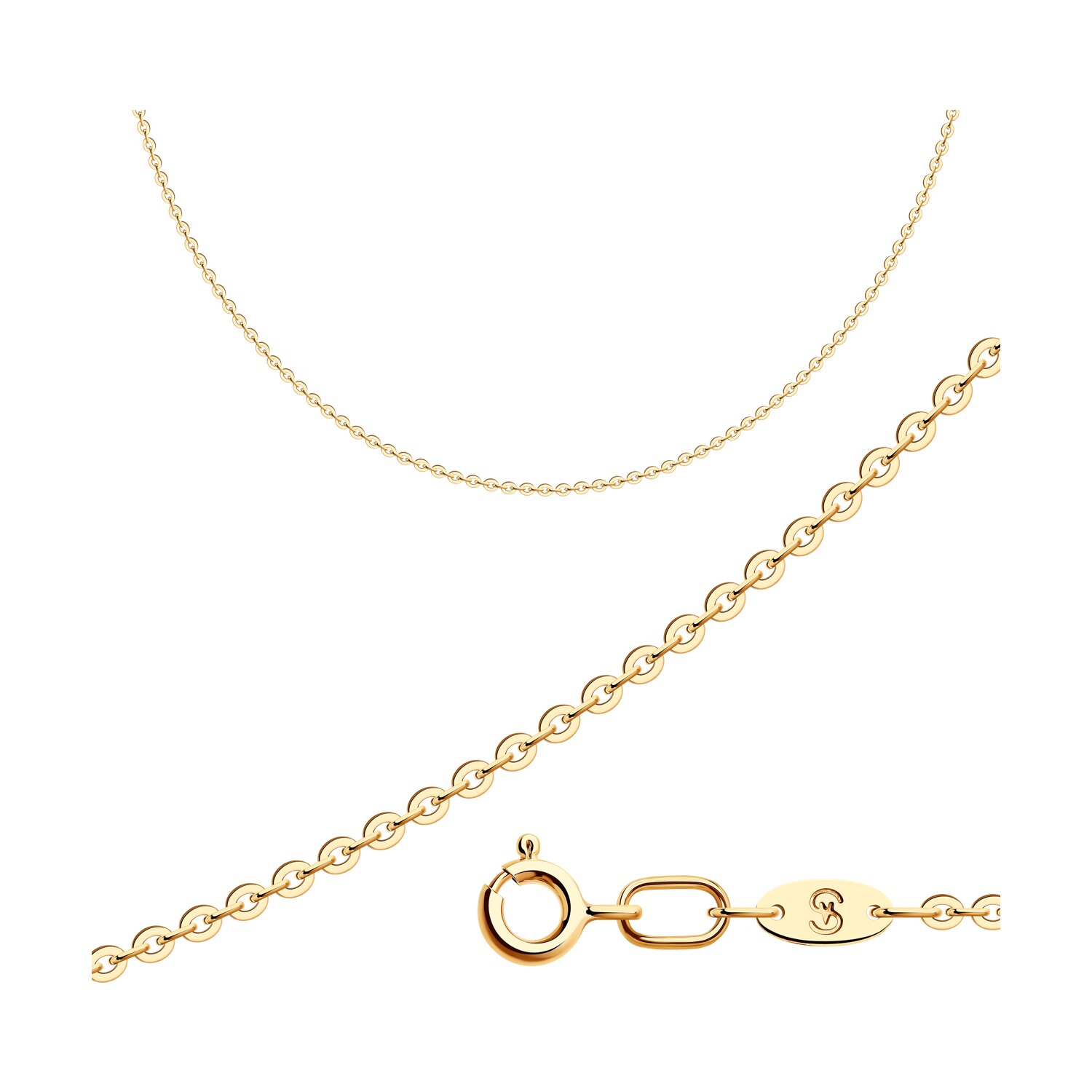 Цепь из золота, плетение якорное, 585 проба