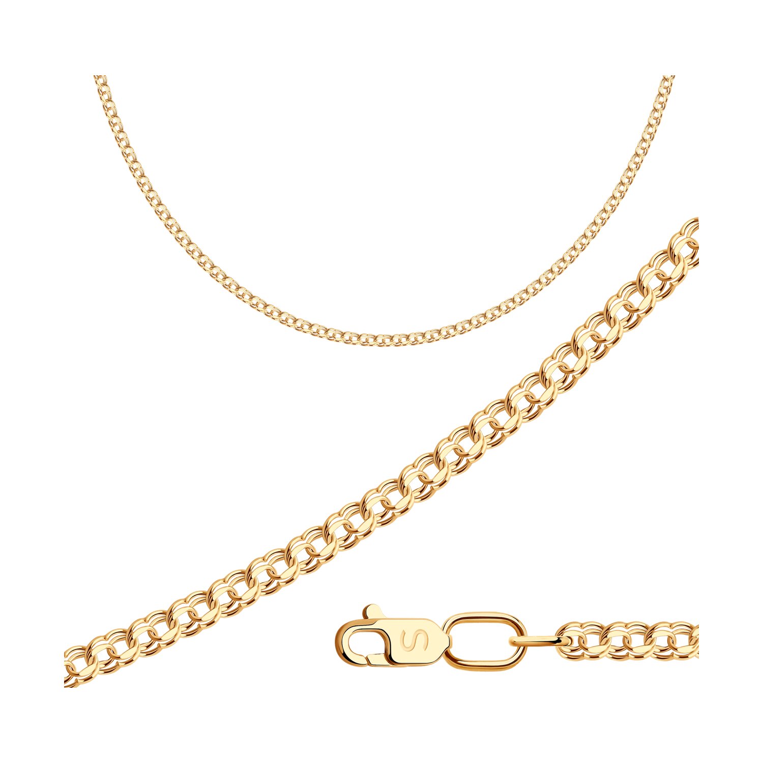 Цепь из золота, плетение Бисмарк, 585 проба