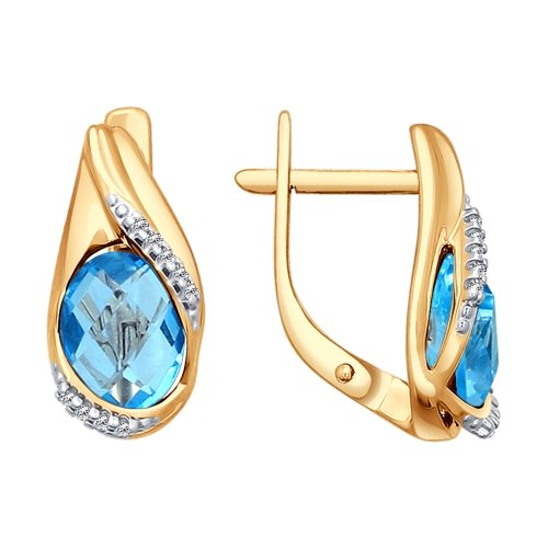 Серьги из золота с топазами и фианитами