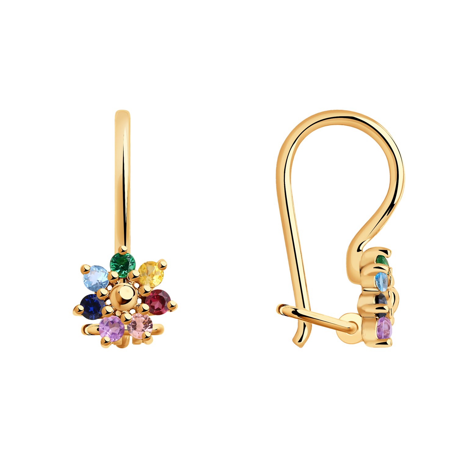 Серьги из золота с миксом камней