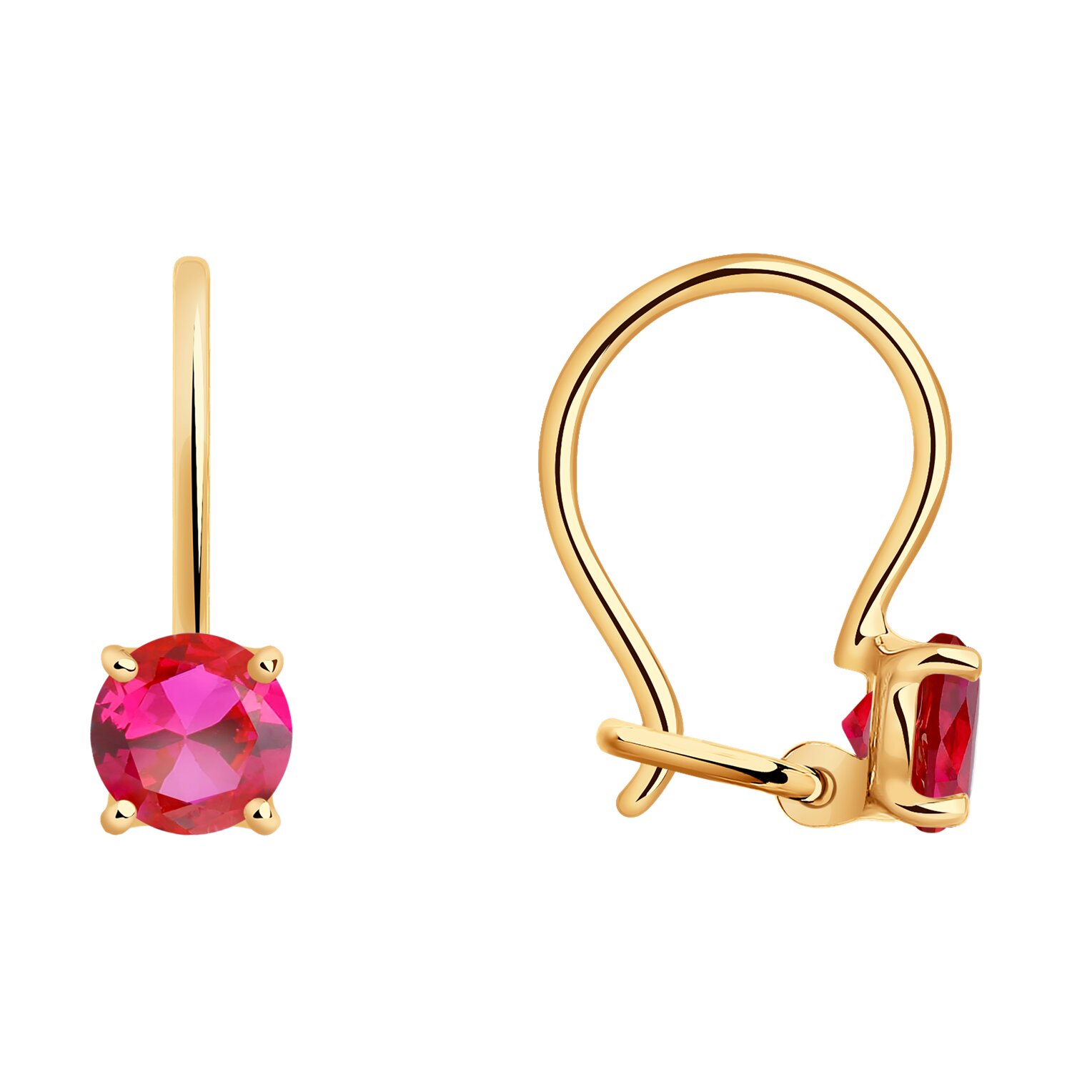 Серьги из золота с корундами