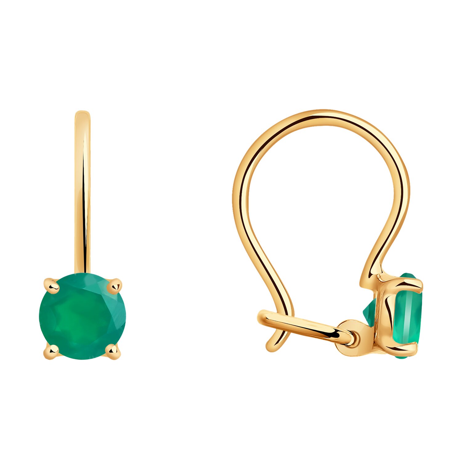 Серьги из золота с агатами