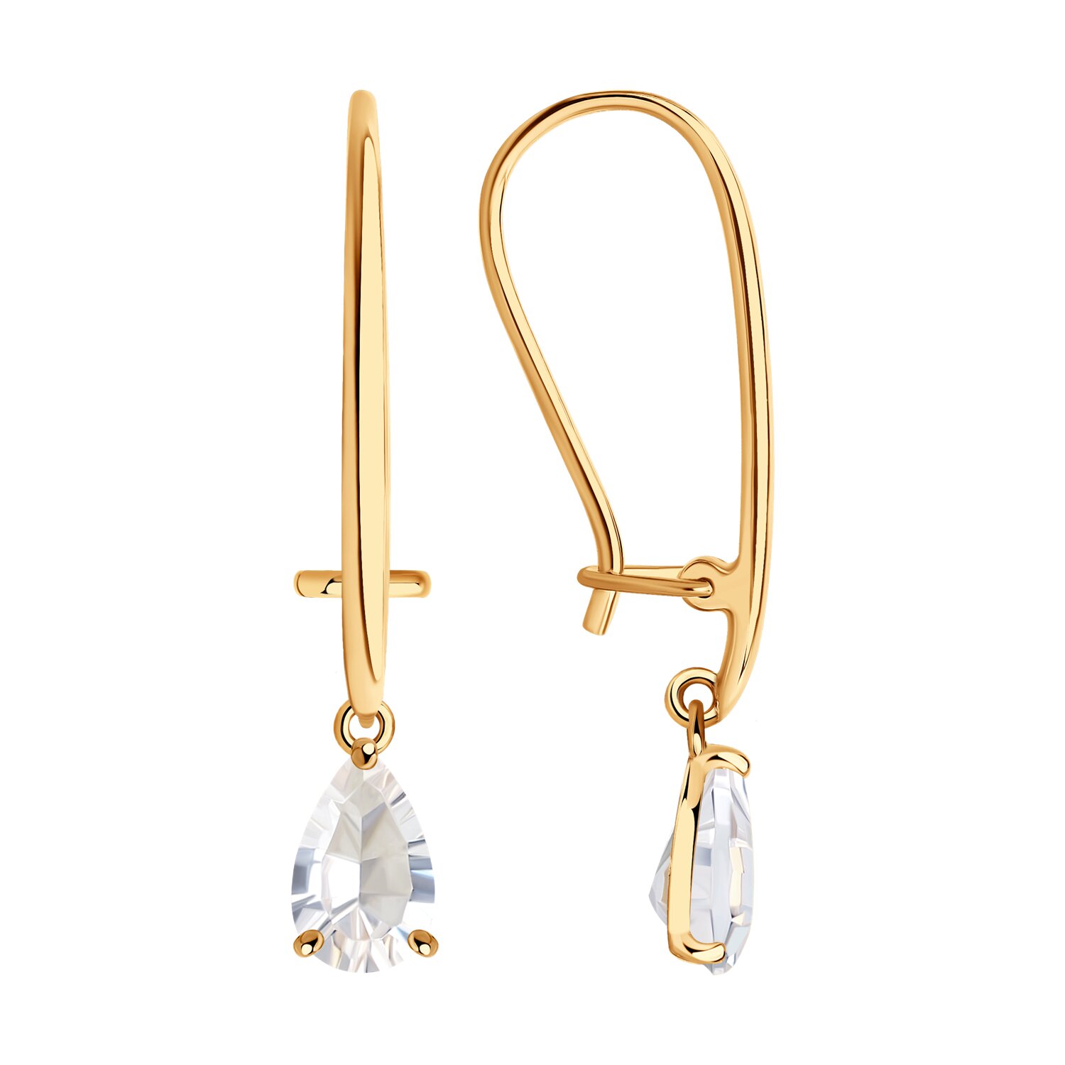 Серьги из золота с горным хрусталем