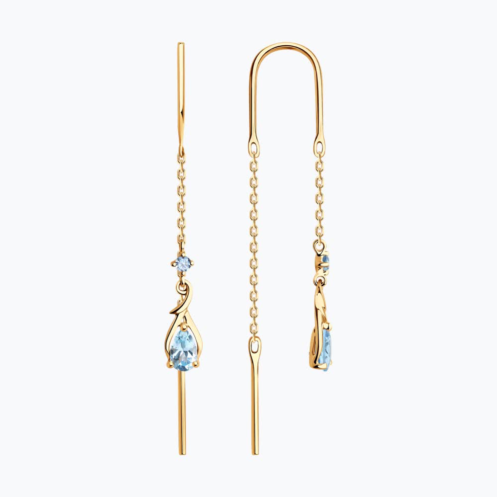 Серьги из золота с топазами и фианитами