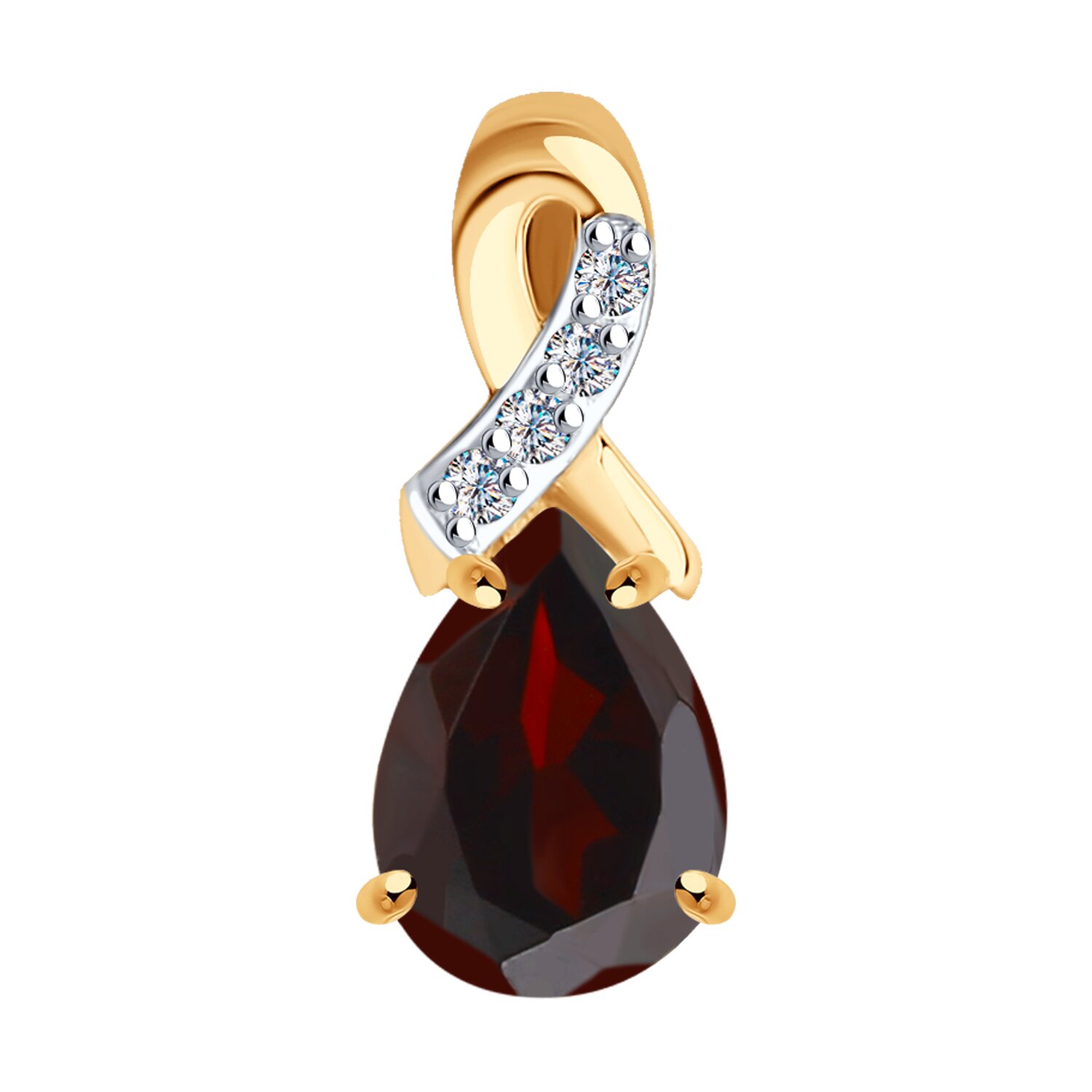Подвеска из золота с гранатом и фианитами