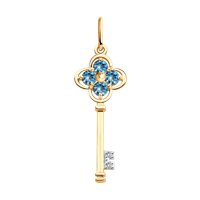 Подвеска из золота с лондон топазами и фианитами