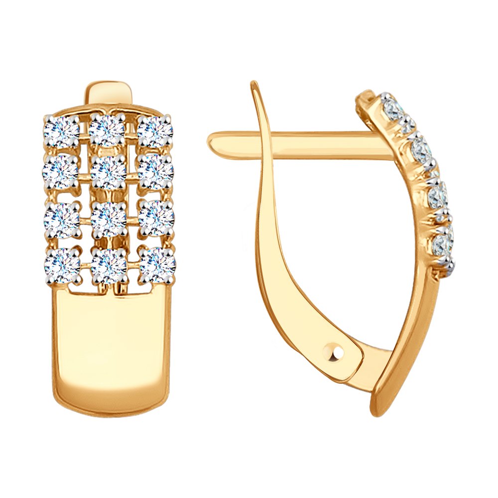 Серьги из золота с фианитами