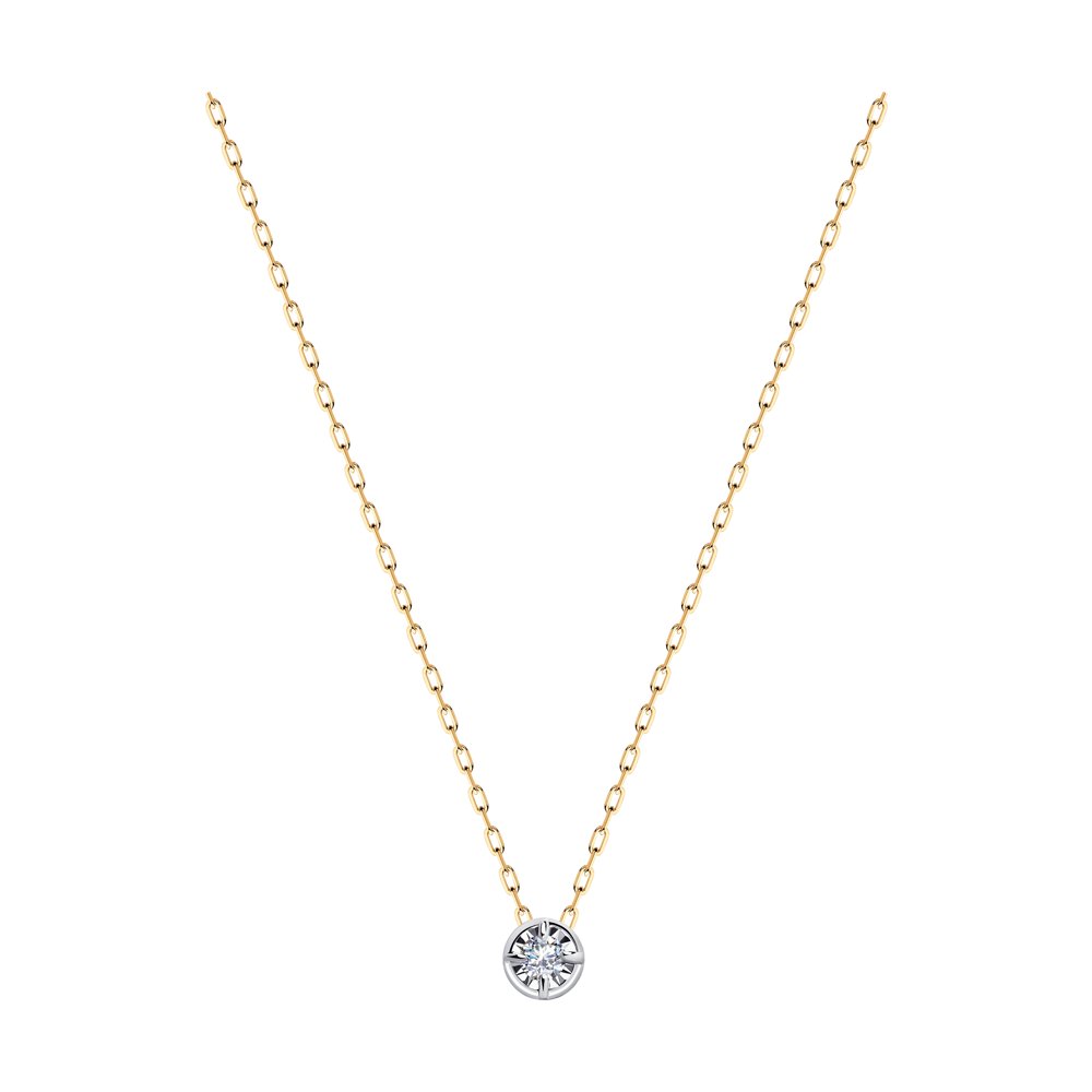 Колье из комбинированного золота с фианитом