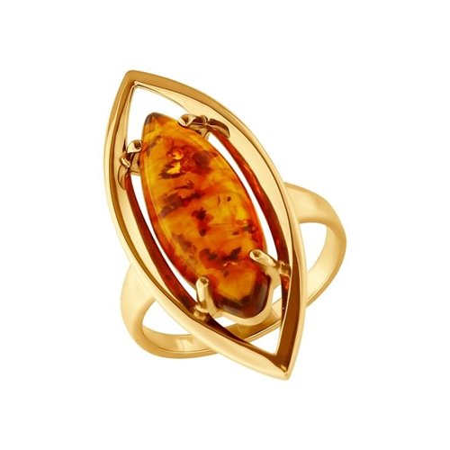 Кольцо из золочёного серебра с янтарём (пресс.)