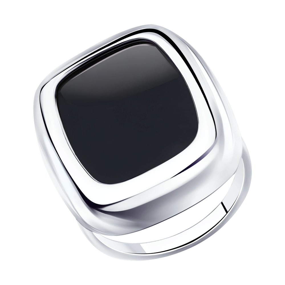 Кольцо из серебра с родированием с агатом