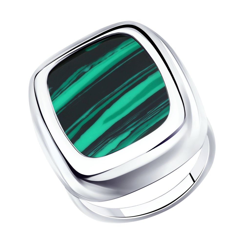 Кольцо из серебра с малахитом