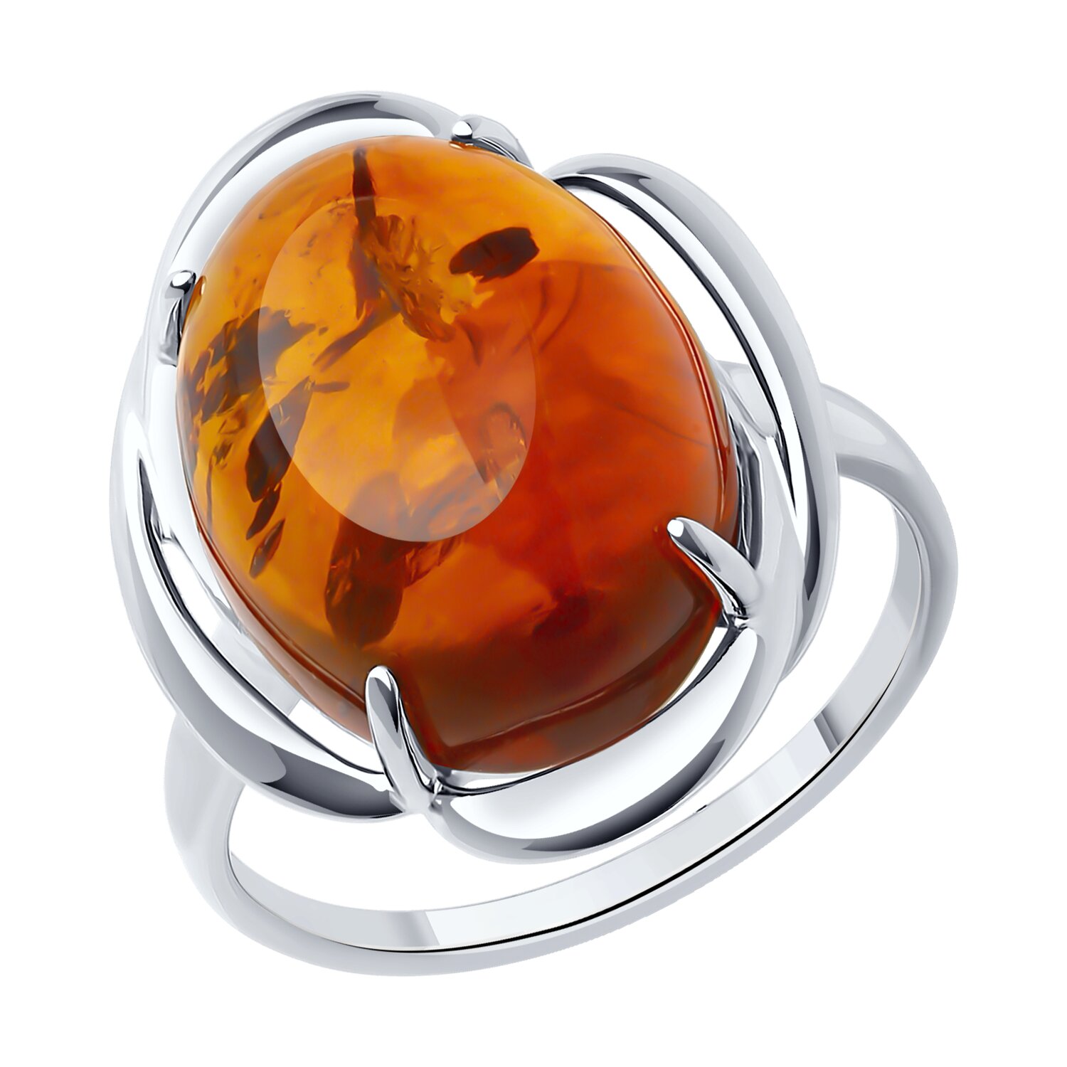 Кольцо из серебра с янтарём