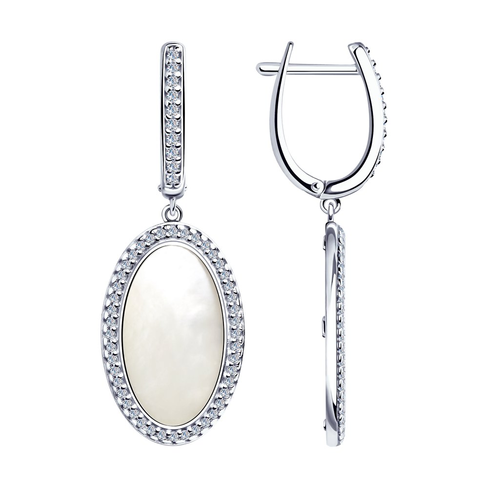 Серьги из серебра с и фианитами