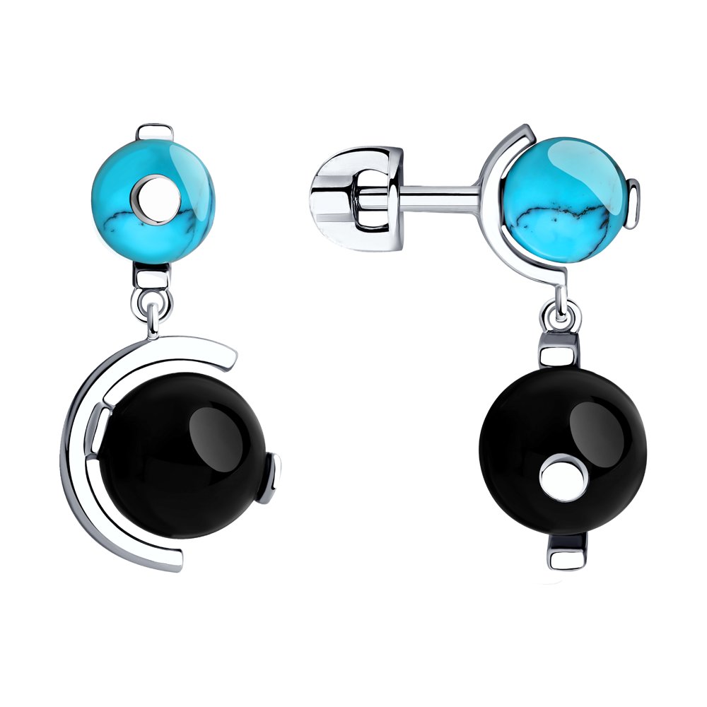 Серьги из серебра с полудрагоценными вставками