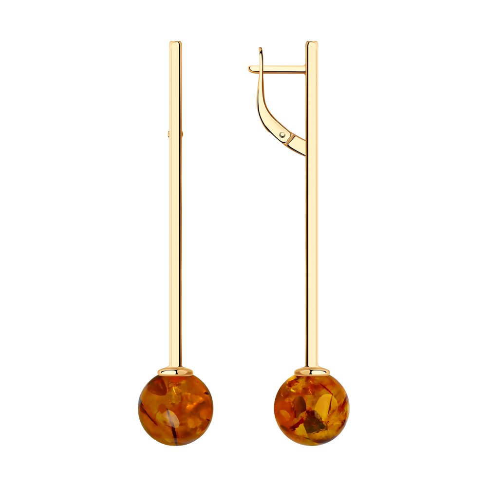 Серьги из серебра с синтетическими янтарями