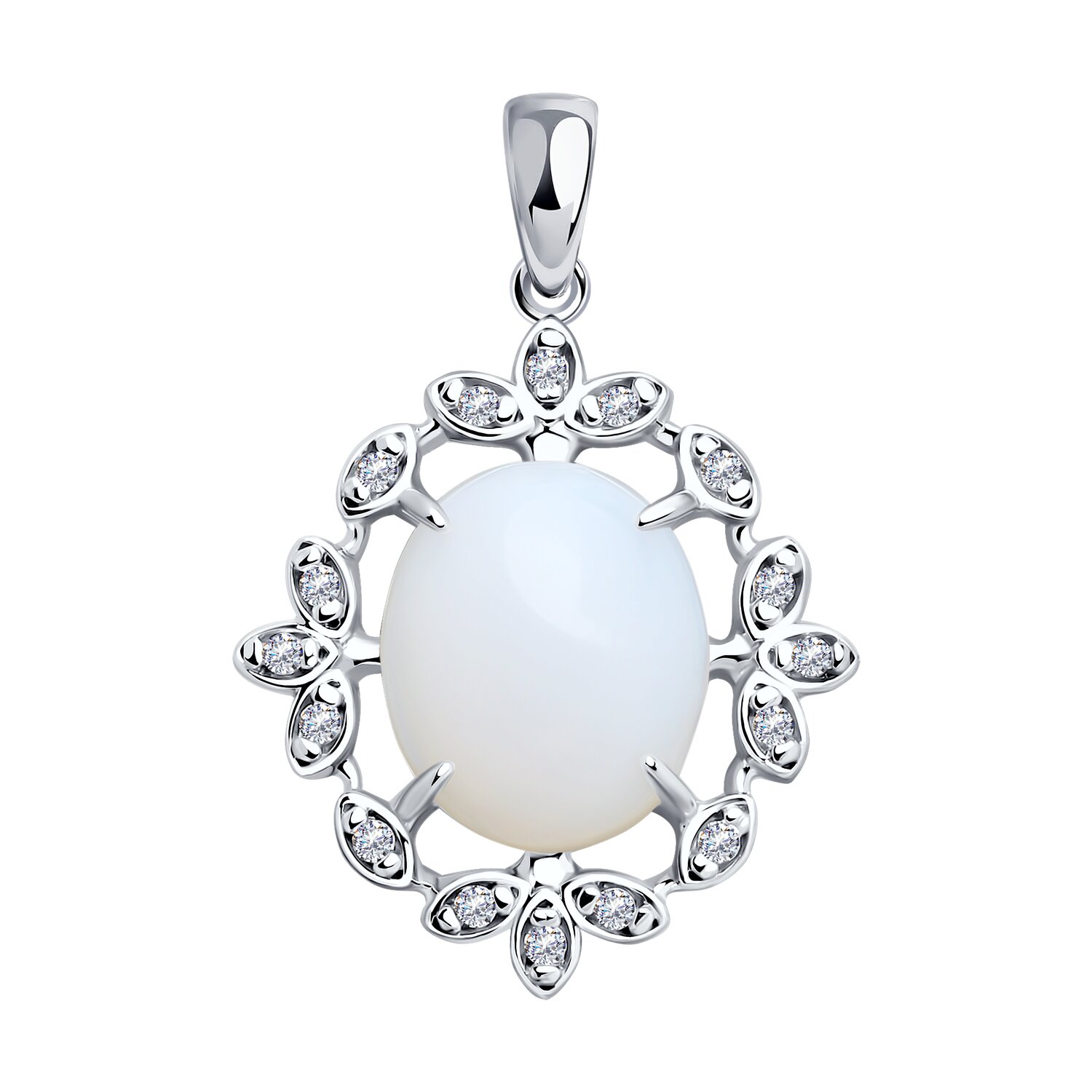 Подвеска из серебра с опалитом и фианитами