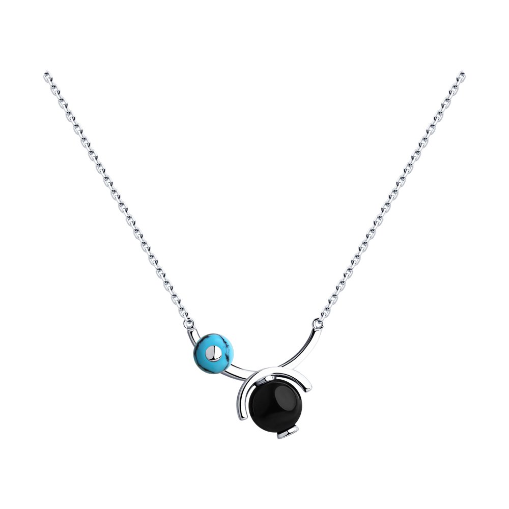 Колье из серебра с полудрагоценными вставками