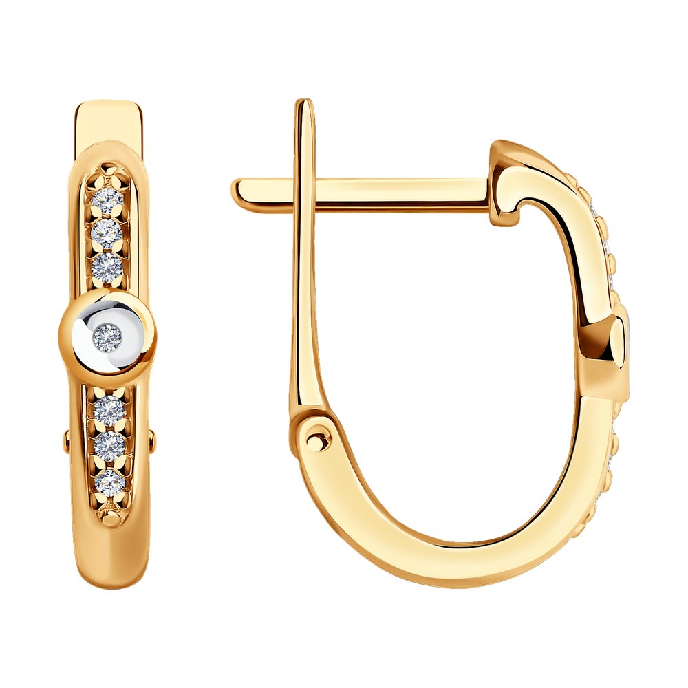 Серьги из серебра с родированием с бриллиантами и фианитами