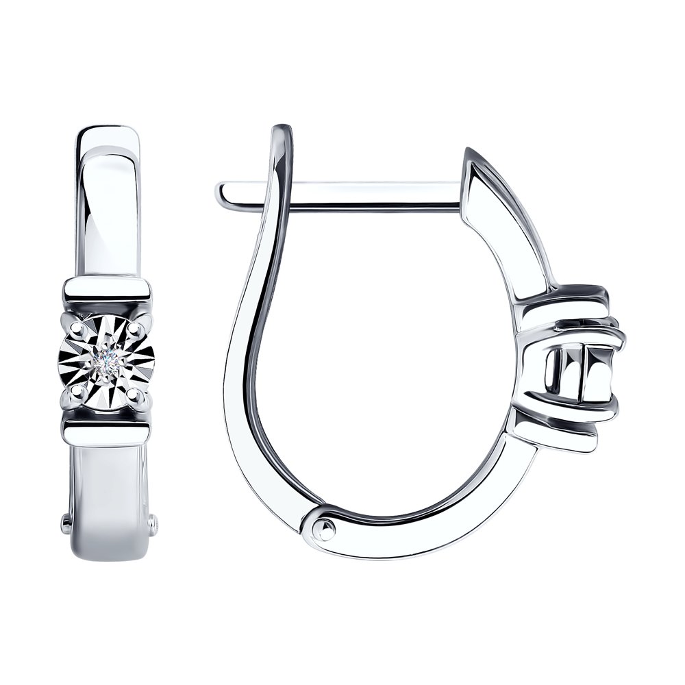 Серьги из серебра с родированием с бриллиантами