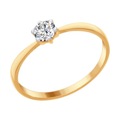 Кольцо из золочёного серебра со Swarovski Zirconia