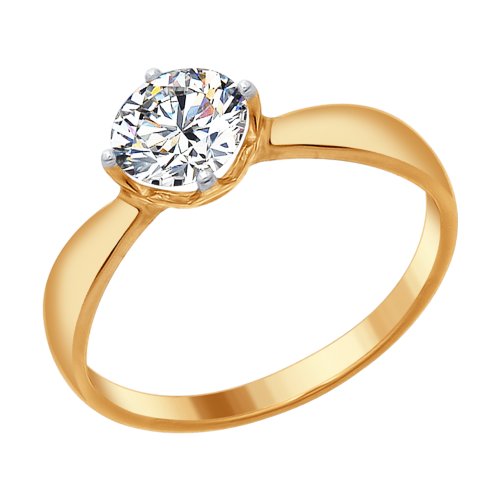 Кольцо из золочёного серебра со Swarovski Zirconia