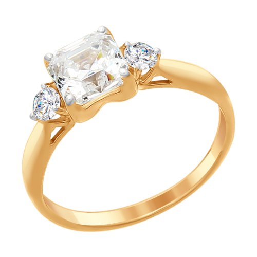 Кольцо из золочёного серебра со Swarovski Zirconia