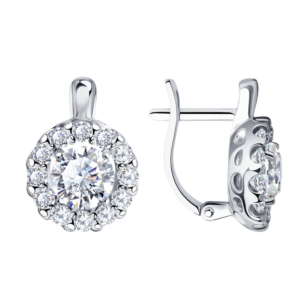 Серьги из серебра с фианитами