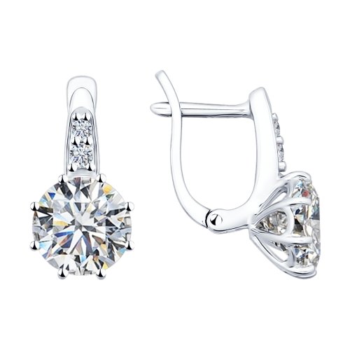 Серьги из серебра с фианитами