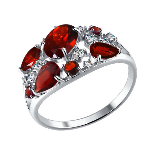 Inel din argint cu granate si fianite