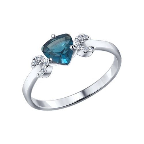 Кольцо из серебра с топазом и фианитами